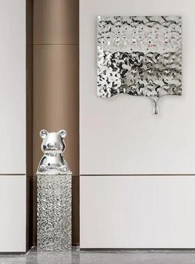 现代流行卡通暴力熊雕塑入口入口不锈钢饰品欢迎熊艺术品装饰基地