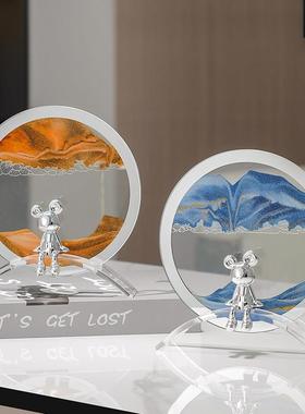 暴力熊流沙画摆件轻奢高档客厅电视柜酒柜玄关装饰摆件高级感小众