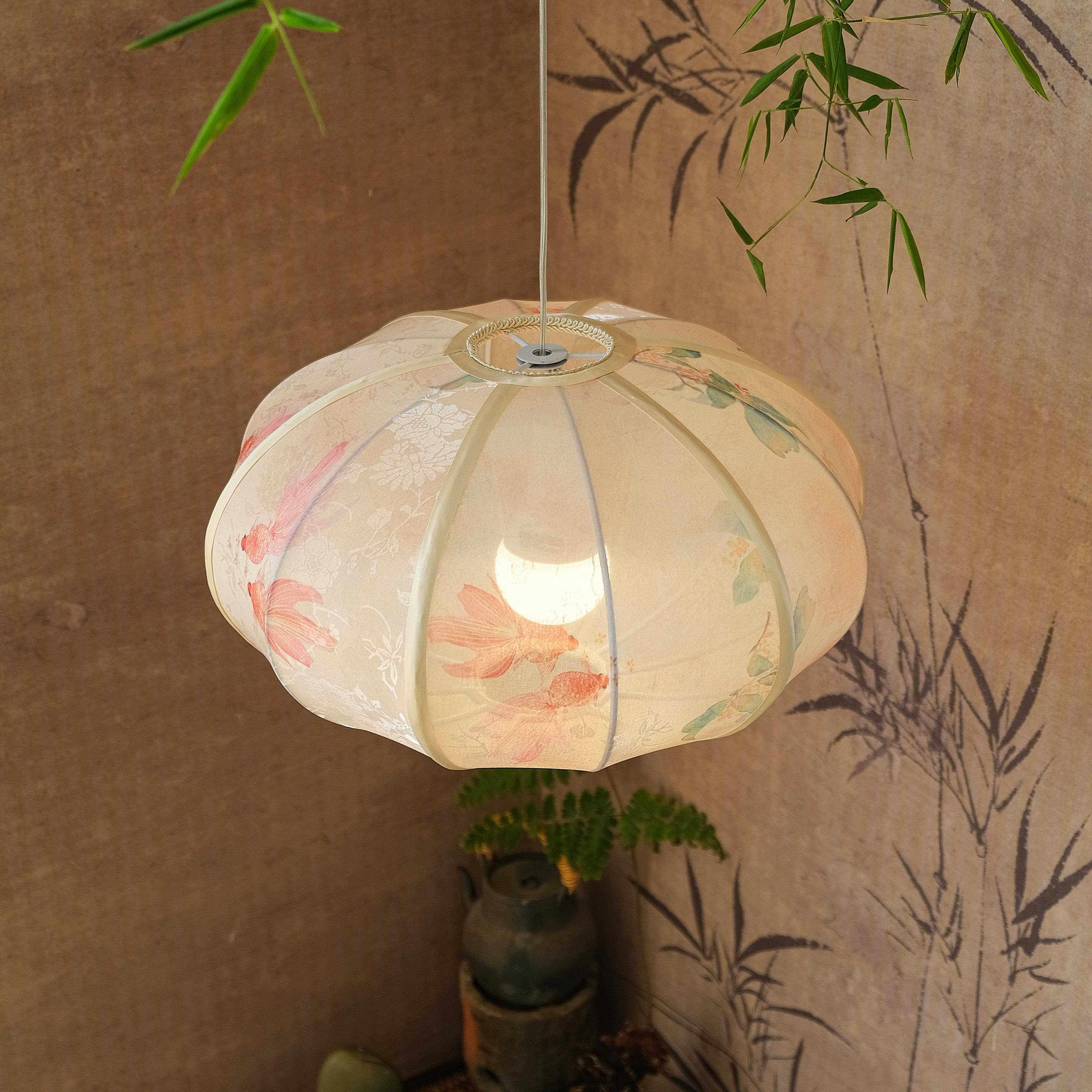 物几空茶间新中VNT式美学鱼戏鼓莲型古代灯笼简约布艺房卧书室室,淘宝优惠券,粉丝福利购,淘宝优惠卷