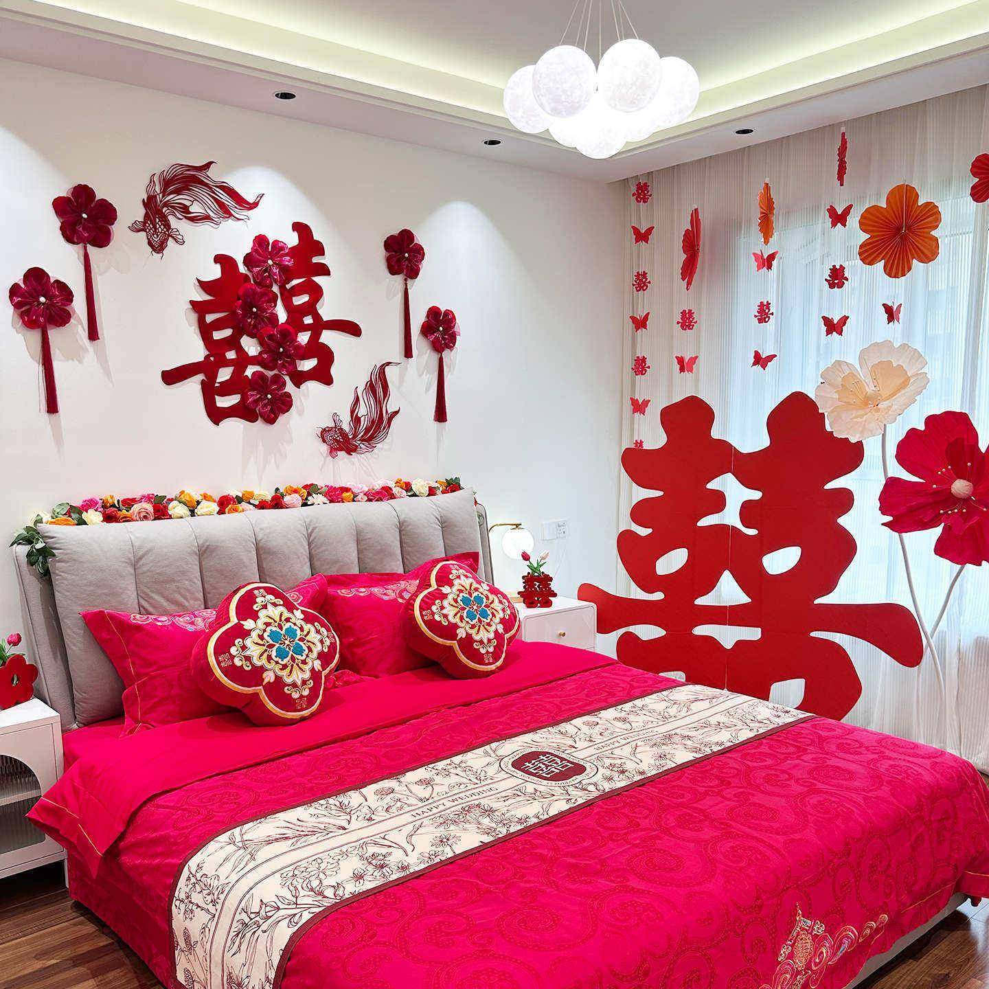 婚房置KHM套装结婚装布喜字挂饰新房客厅饰背景墙喜挂件字婚庆用,淘宝优惠券,粉丝福利购,淘宝优惠卷