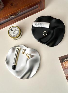 高级感波浪首饰托盘 展示盘中古艺术小众北欧简约装饰摆件异形盘