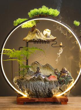 中式创意流水生财摆件循环水客厅办公室桌面装饰新家乔迁开业礼品