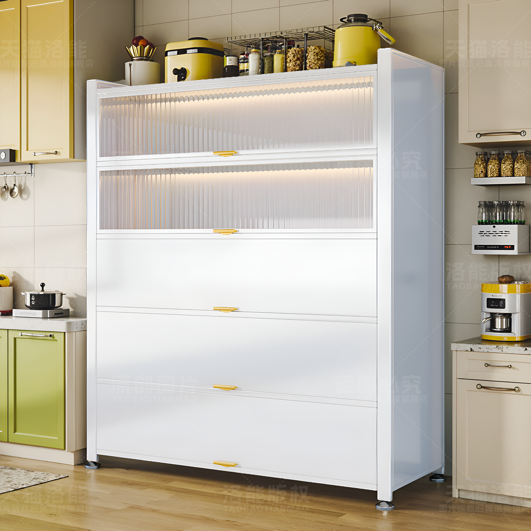 厨房置物架家用落地储物柜橱柜收纳柜多功能微波炉餐边柜碗柜子,淘宝优惠券,粉丝福利购,淘宝优惠卷
