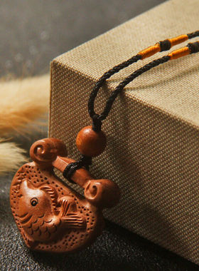 星舵桃木挂件护身符桃木葫芦平安扣项链吊坠护身符防惊吓福锁木定