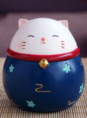 创意可爱招财猫摆件开业家居客厅小礼品日式车载汽车生日礼物新年