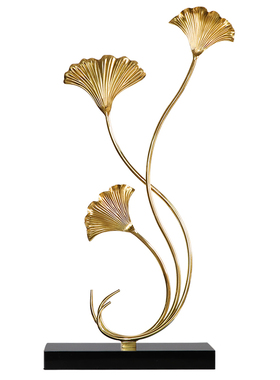 纯铜银杏叶创意摆件现代轻奢客厅电视柜茶几玄关酒柜北欧式装饰品