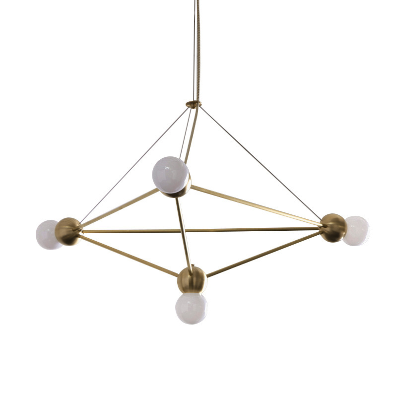 北欧现代简约客厅餐厅卧室书房复式楼几何金属圆球香槟金枝形吊灯 - 图3