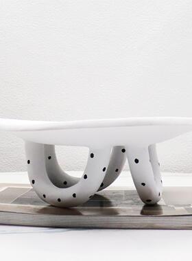 波现代约北欧点艺术装饰盘样板间酒店客果厅餐桌软装饰简品波点果