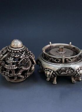 仿古铜古银白铜时来运纯转九IVM转乾坤鼎摆件家居镀装饰工艺品玩