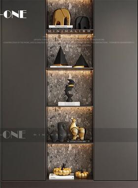 匠三轻奢酒柜装饰品摆件套装现代装饰客家居玻璃柜高档高级厅感工