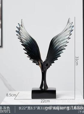 大鹏展翅透树工脂艺品明摆件家居玄关电LRW视装饰乔迁送礼柜高档