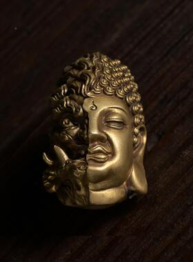 y全铜x佛魔一念之间手把件压随身掌中盘t玩佛头吊坠男F766MSS9士