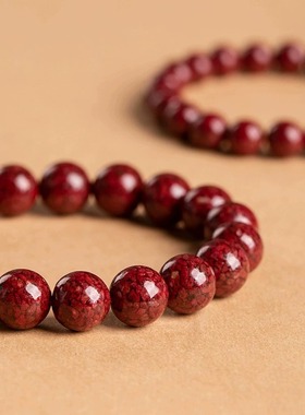 普陀山朱砂手串高含量晶体情侣福运手錬男女款朱砂保真国风手饰
