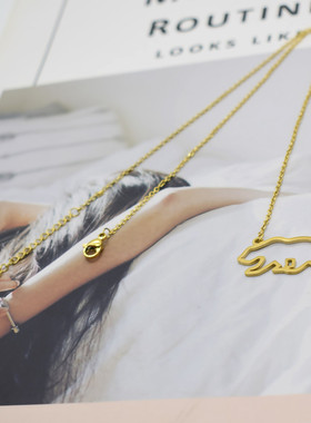 Titanium Steel Hollow Cara Bear Necklace Bear Clavicle Chain