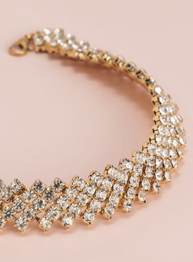 欧美跨境饰品 摩登潮流超闪满钻颈链项饰 性感简约镶钻锁骨项链女