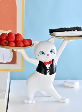 妖娆猫创意桌面摆a件客厅家居装饰品玄关钥匙收纳酒柜茶几乔迁礼
