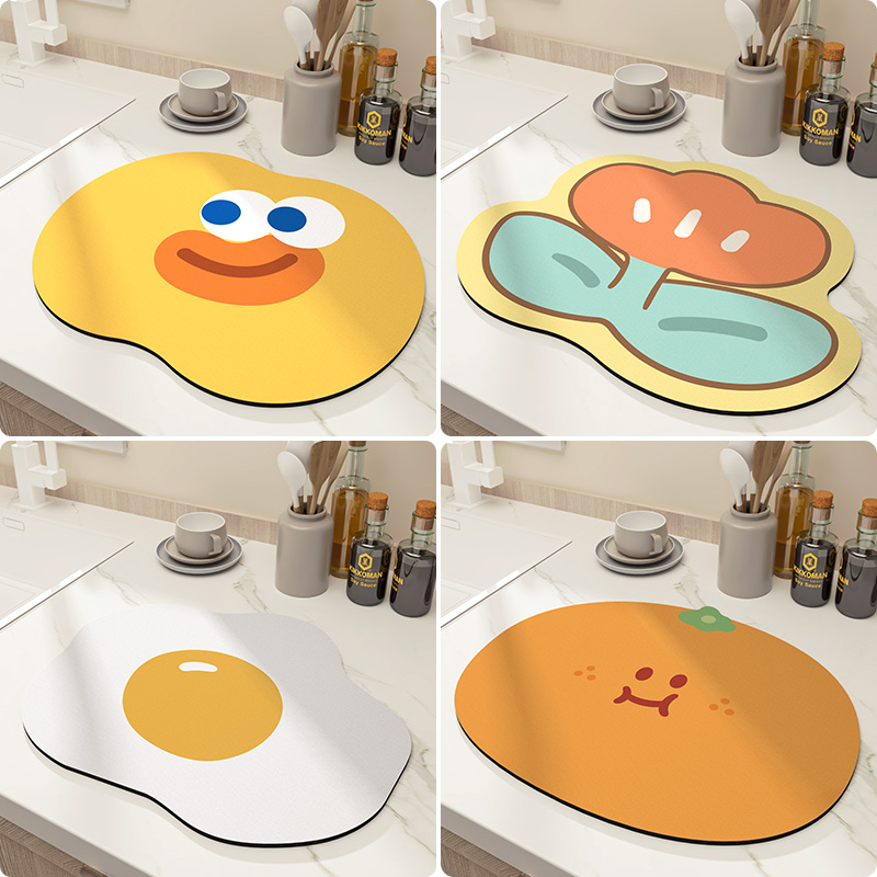 厨房台面沥水垫子碗盘餐桌面干燥垫吸水杯子垫吧台可爱免洗隔热垫 - 图2