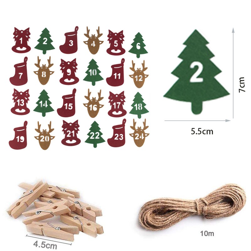 2022新款毛毡圣诞麻布袋24倒计时圣诞节降临日历礼品袋现货 - 图1