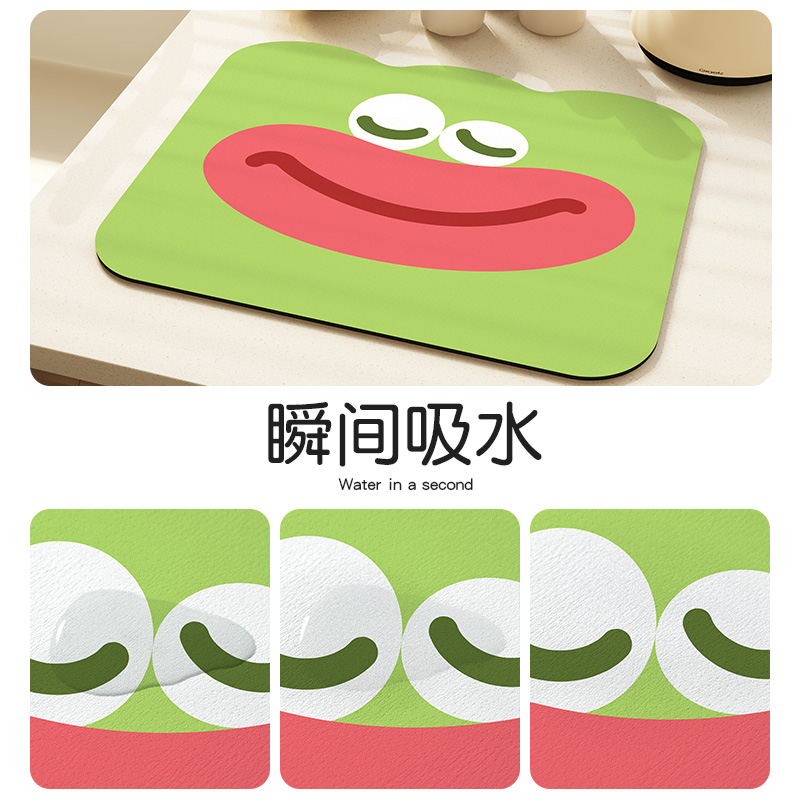 厨房台面沥水垫子碗盘餐桌面干燥垫吸水杯子垫吧台可爱免洗隔热垫 - 图0