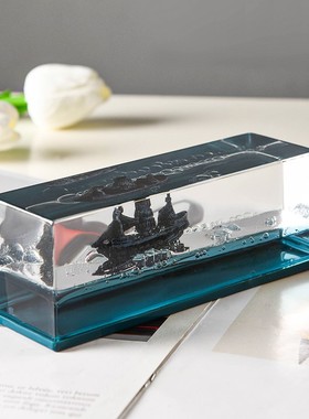 永不沉没翻船黑珍珠号游轮流体漂流瓶摆件海盗船桌面生日礼物男生