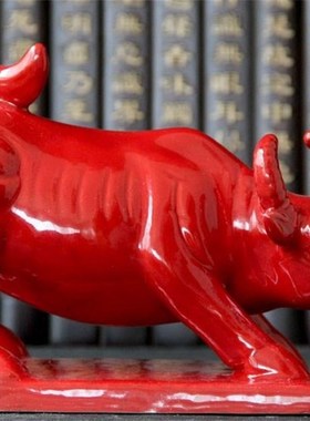 低头黄喝水牛陶瓷牛青牛工艺间品卫生厨房装饰小号瓷器牛摆件客厅