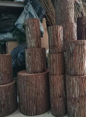 仿真树桩空心树墩落地栅栏商场餐厅木桩园林婚礼影视剧道具假木段