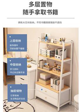 书柜书架落地门置柜家用墙物WPK分层收纳置物架卧室靠带梯形储物