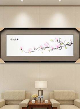 新中式高端刺绣禅意装饰挂画玄关客厅茶室纯手工精品苏绣创意背景