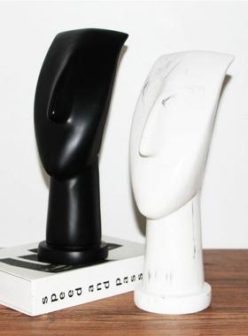 现代摆简约抽软象艺术黑色白色饰大理石人像件售楼处样板房3016装