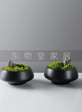 仿真绿色植物盆景新中式客厅茶边几花艺售楼处别墅样板房软装摆件