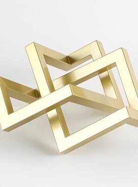 几何艺术品抽象金属摆件样板间售楼处酒柜书架轻奢现代创意装饰品