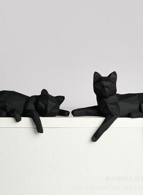 慵懒树脂猫雕塑摆件套装切面猫工艺品桌面电视柜装饰用品树脂摆件