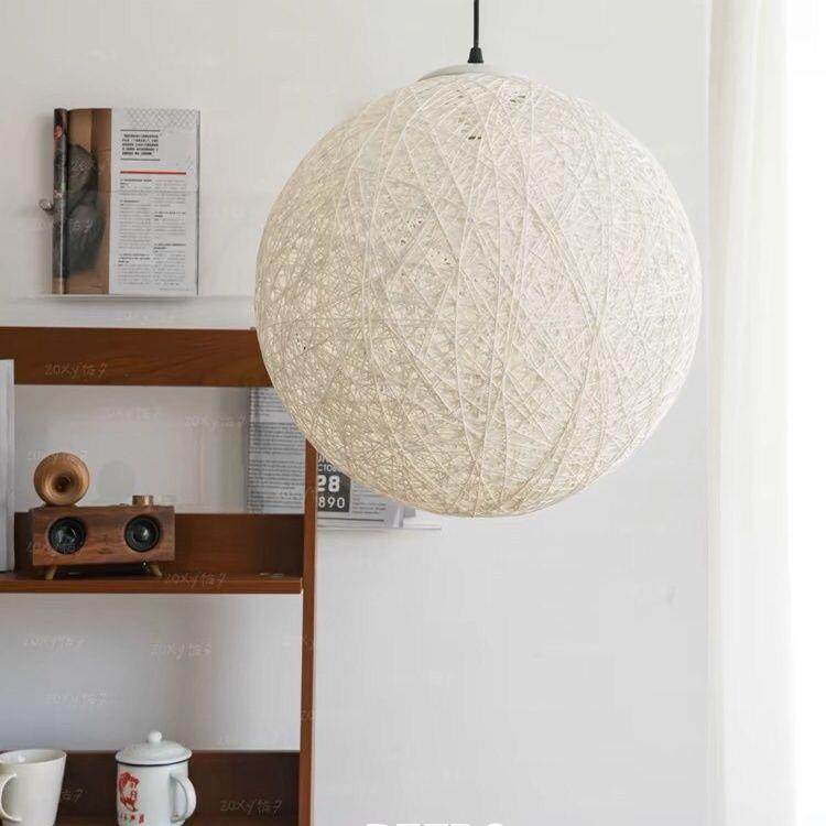 工装家装设计师款手工藤艺麻球吊灯侘寂风民宿复古卧室日式灯具,淘宝优惠券,粉丝福利购,淘宝优惠卷
