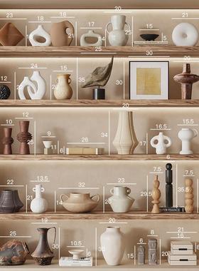 侘寂风复古陶瓷花瓶创意高档小众摆饰客厅酒柜家居中古装饰品摆件