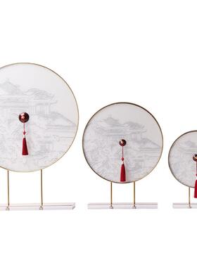 宋氏美学新中式禅意金属亚克力摆件样板房售楼处客厅玄关艺术摆设