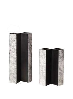 新中式轻奢马毛皮革金属几何花器样板间售楼处酒店客厅花瓶摆件