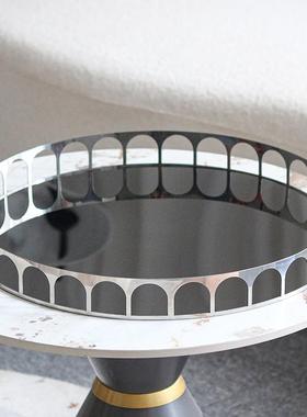 设计师艺术圆形托盘摆件玄关西餐样板房客厅展示前台水果盘装饰品