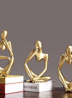 现代简约客厅样板间软装轻奢摆件家居饰品金色抽象创意个性装饰品