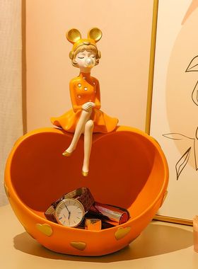 放钥匙扣摆件关鞋柜电视柜客厅钥匙收纳摆件酒柜家居装饰托盘礼品