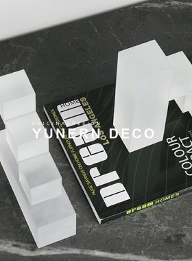 现代创意艺术磨砂水晶台阶书档售楼处样板房间轻奢软装饰品摆件