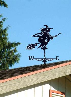 极速园艺装饰金属风向标黑色女巫户外花园屋顶风向指示器工艺礼品