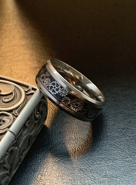 机械师-不掉色钛钢食指戒指潮流高级感简约欧美自律齿轮闭口指环