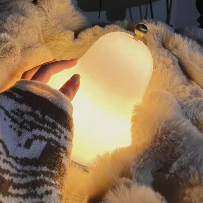 奶油梨子台灯网红高级感中古风卧室床头灯玻璃充电触摸便携小夜灯,淘宝优惠券,粉丝福利购,淘宝优惠卷