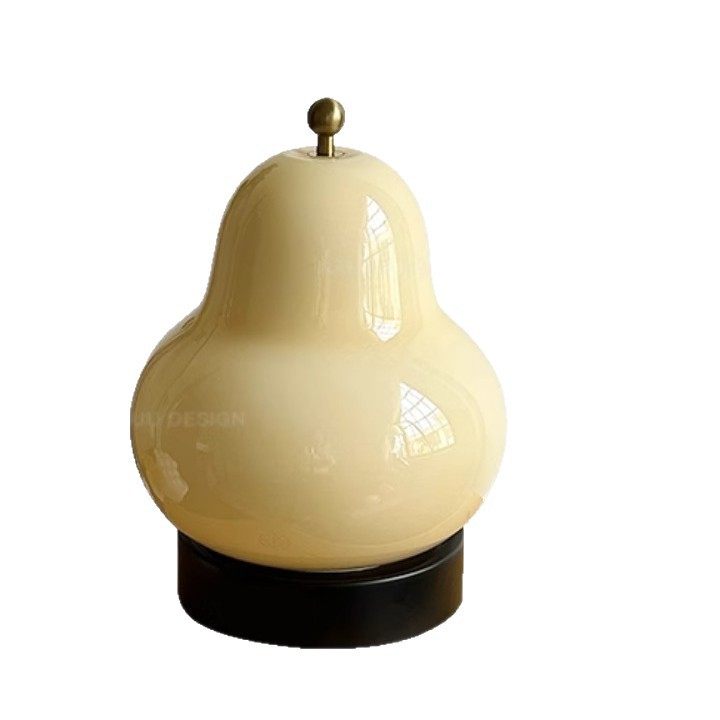 奶油梨子台灯网红高级感中古风卧室床头灯玻璃充电触摸便携小夜灯,淘宝优惠券,粉丝福利购,淘宝优惠卷