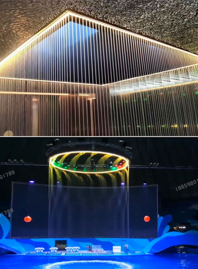 好货流水钢丝水帘光纤灯光效果现代流水屏风音乐线帘瀑布数控水幕