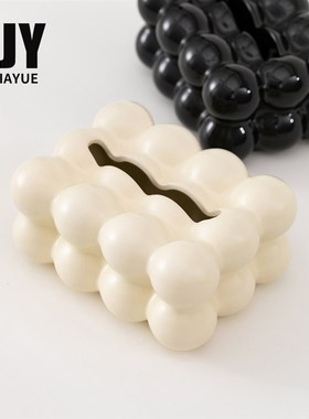 栢嘉越珠泡陶瓷纸巾盒摆件北欧INS卫生纸盒客厅茶几餐桌小众装饰