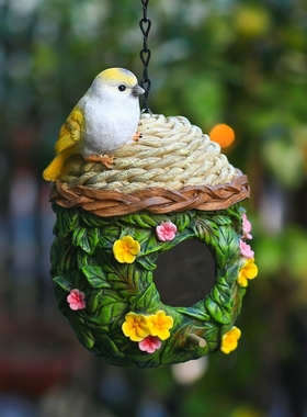 花园庭院造景布置装饰摆饰户外阳台小动物仓鼠房子鸟屋小鸟窝树挂