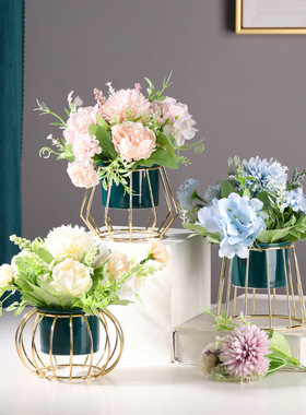 轻奢家居仿真盆栽假花小摆件客厅饭厅桌面装饰仿真花仿真植物盆栽