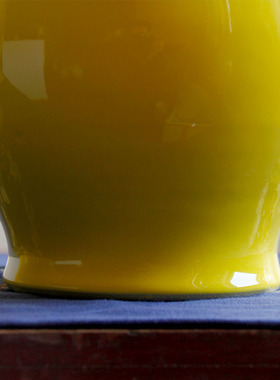 景德镇陶瓷器柠檬黄色陶瓷将军罐古典家居单色釉软装饰摆件