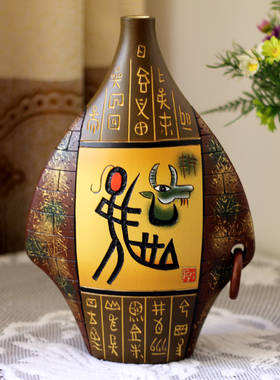 丽江特色手工艺品陶瓷花瓶客厅多宝阁餐柜酒柜装饰品摆件个性礼品